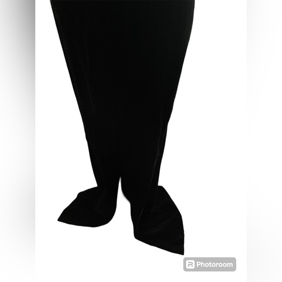 NWT Precious Formals Size 10 Black Velvet Gown with Sheer mid and back and beads - Picture 10 of 15